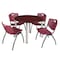 Kee Kee Round Table & Chair Set, Wood, Metal, Plastic Top, Mahogany TB48RNDMHBPCM47BY - alternate 1
